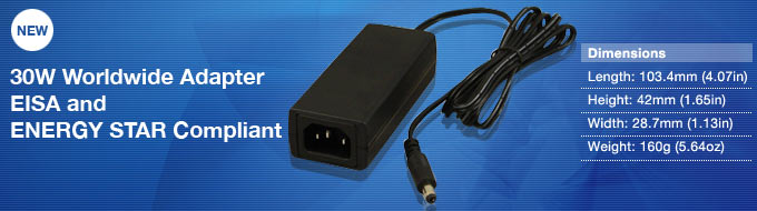 30W Worldwide Adapter: EISA and ENERGY STAR Compliant